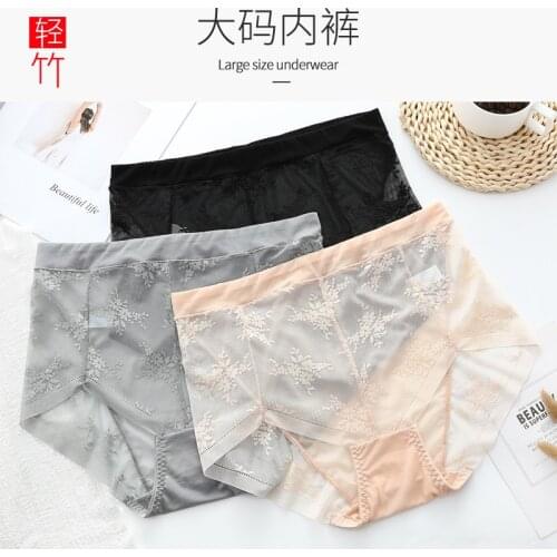 71 2021 Women Transparent Lace Panties Large Size Summer Quick-drying Briefs Thin Mesh Traceless Underwear 5XL 100KG