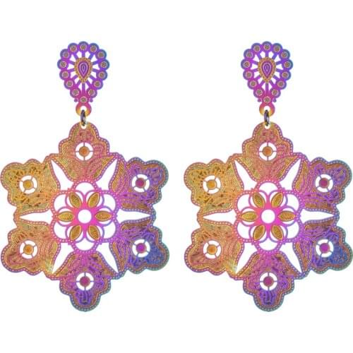 Luxury authentic stainless steel angel wing statement jewelry earrings wholesale Life Tree female Pendant Earrings