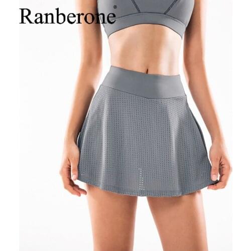 Ranberone Women Tennis Skorts Sport Athletic Yoga Shorts Skirt Solid Color Anti Fitness High Waist Shorts Female Sportswear 2021
