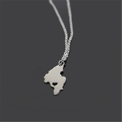New hot sale stainless steel map necklace pendant Tianning Island map necklace factory direct women pendant necklace