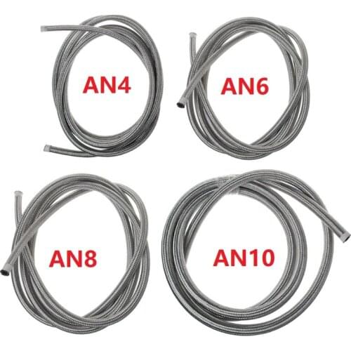 1M Stainless Steel Braided Brake Gas Oil Fuel Line Hose AN4 AN6 AN8 AN10 NEW