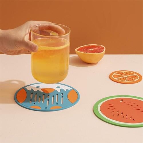 1 PCS Heat Insulation Pad Coaster Cartoon Print Cup Mat Household Kitchen Tool Large 14.5cm