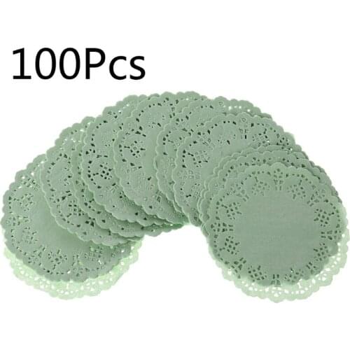 100Pcs/Pack Colorful Lace Paper Mats Coasters Placemats Wedding Events Party Table Gift