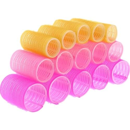 12pcs/set Hairdressing Home Use DIY Magic Large Self-Adhesive Hair Rollers Styling Roller Roll Curler Beauty Tool
