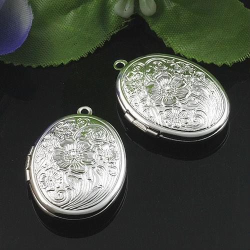2pcs Wholesale SILVER Plated 23*29mm Oval PHOTO LOCKET Blank for Necklace Pendant&Charm DIY Necklace Jewelry Making