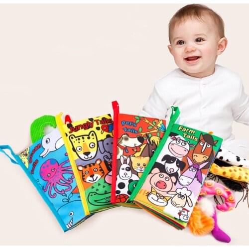 2020 New Kids 3D Animal Tails Cloth Book Baby Puzzle Toy Development Learning Education Books Best Gift for Newborn Baby