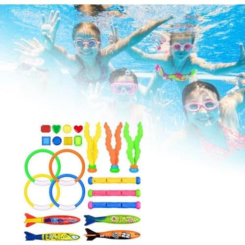 22 pieces/set of portable diving toys, ABS diving fishbone torpedo, diving ring, seaweed, swimming toy set, beach toys