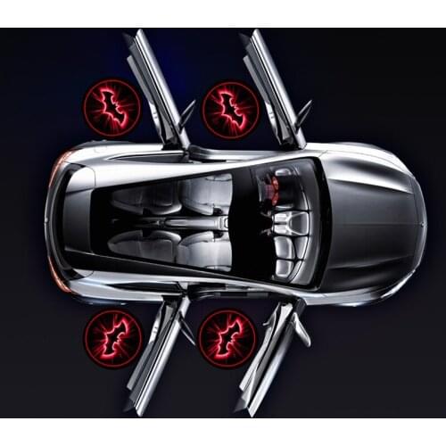 2x Pink Dark Knight Bat Logo Car Door Projector Shadow LED Welcome Light Courtesy Lights