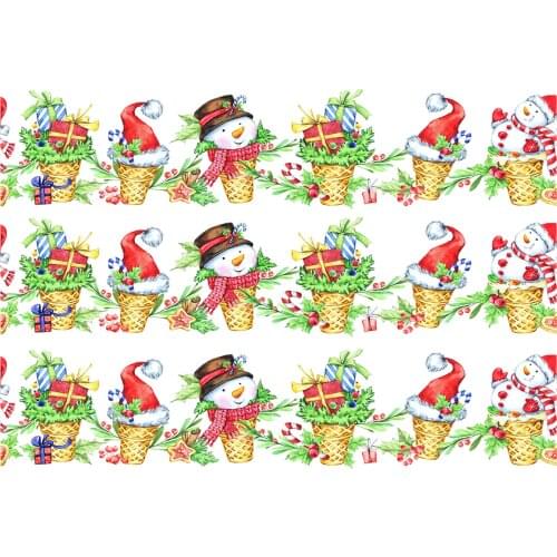 9pcs Edible Merry Christmas Border Ribbon Wafer Wrappers Cake Decoration Party Supply Festival Decorating Tools Accessories