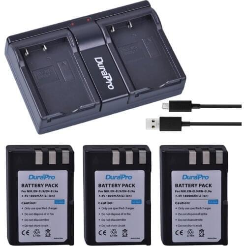 DuraPro 3x 1800mAh EN-EL9 EN EL9 ENEL9 Rechargeable Camera Battery + USB Dual Charger For Nikon D40 D40X D60 D3000 D5000 Bateria