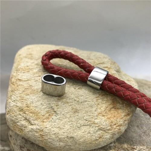 11.45*6.22mm Double Hole 316l Stainless Steel Multiple Uses Spacer Beads Charms For Wide Leather Bracelet DIY Jewelry Making