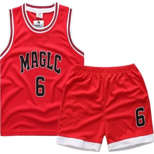 Kids Child Boys Girls student Childrens basketball clothes Vest shorts sports suit,Maglc 6 SPORT Kids basketball jersey Suits