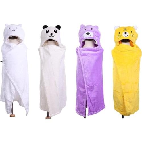 Baby Hooded Bathrobe Cute Soft Animal Babies Blankets Baby Girl Swaddle Cartoon Kids Swaddle Bathrobe for Toddler Boy Bath Towel