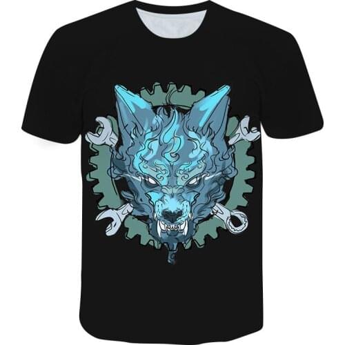 New wolf T-shirt 3D printing summer mens T-shirt casual oversized mens T-shirt O-neck hip-hop short-sleeved top XXS-6XL