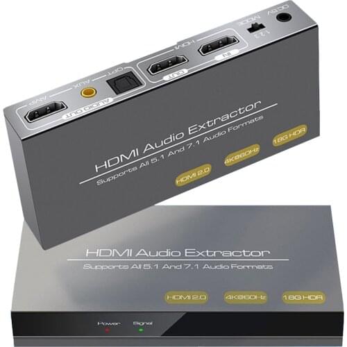 HDR HDMI 2.0 Audio Extractor 4K 60Hz Support 5.1 7.1CH HDMI Toslink SPDIF Audio Splitter Converter for PS5 PS4 pro Xbox Apple TV