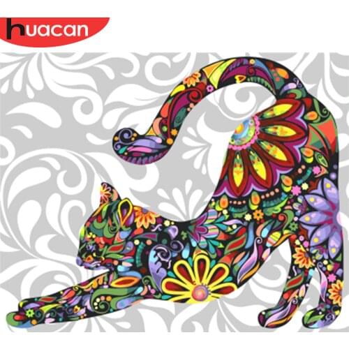 HUACAN Animal Cat DIY Painting By Numbers Colorful Picture Home Decor For Living Room Hand Unique Gift Frameless