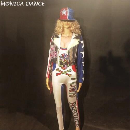 Custom Dj Nightclub Singer Costume 3D Colorful Print Skeleton Skulls Nightclub Party Singer Dancer Performance Stage Wear