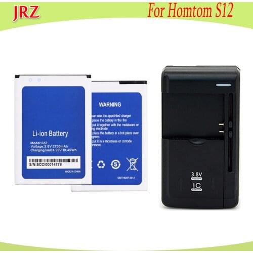 JRZ LOT=1PC 3.8V 2750mAh For Homtom S12 battery Hight Quality For Homtom S12 phone Replacement Batteries Bateria+Charger