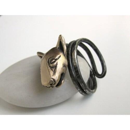 New Trendy Bull Terrier Ring Gold Silver Promose Rings For Women Girl World Of Warcraft Overwatch Aros