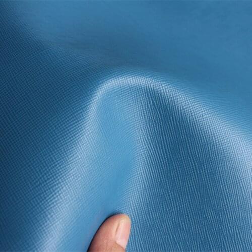 Blue cross pattern leather skin head layer cowhide leather handmade DIY leather thickness 1.3 mm