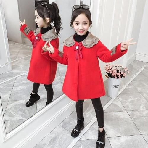Casual Jacket Winter Spring Coat Outerwear Top Children Clothes School Kids Costume Teenage Girl Clothing Woolen Cloth High Qual