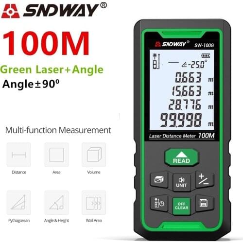 SNDWAY Laser Distance Meter Rangefinder 50m 70m 100m 120m Digital Range Finder Angle Measurement Laser Tape Roulette Ruler