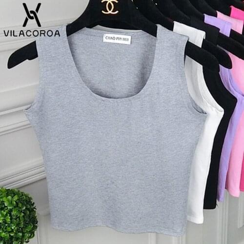 Summer Tank Top Womens Casual Simple Bottoming Crop Tanks Comfortable Cotton Short Top Femme Sport Home Wear O-Neck Crop Vest