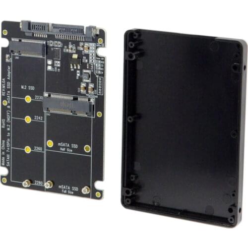 M.2 NGFF B-key & mSATA to SATA 3.0 2 in 1 Combo Adapter Converter SSD Case Enclosure