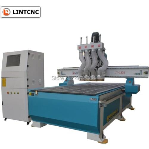 Multi heads pneumatic cnc machine vacuum table 1325 2030 4 heads cnc router 3.5kw 4.5kw air spindle 4 aixs 3d cnc router