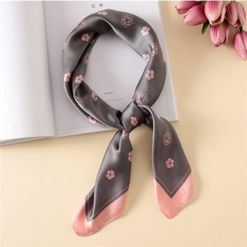 70*70 Fashion Digital Printed Silk Square Scarf Plain Satin Foulard Femme Elegant Women Neckwear Handkerchief Scarves
