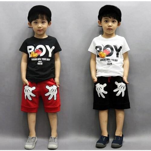 New Boys Clothing Children Summer Clothes Outfits Kids Boy T-shit+pants 2pcs/set 100% Cotton