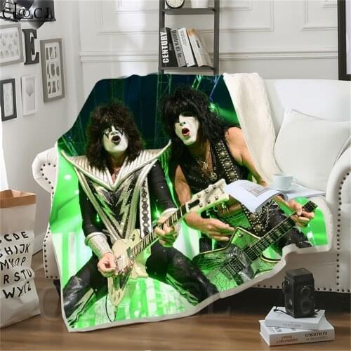 KISS Rock Band Blankets 3D Double Layer Blankets for Beds Adult Thick Quilt Home Decoration Sofa Fashion Party Throw Blanket