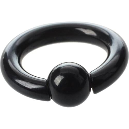 2 Lot Pair of Black Steel Eazy Captive Bead Ear Rings BCR Stud Piercing Jewelry Size:6gauge X 1/2"(12mm)