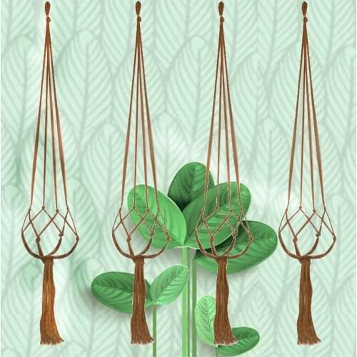100% Handmade Flower Hanging Baskets Natural Flowerpot Plant Holder Macrame Plant Hanger Indoor Wall Hanging Planter Holder