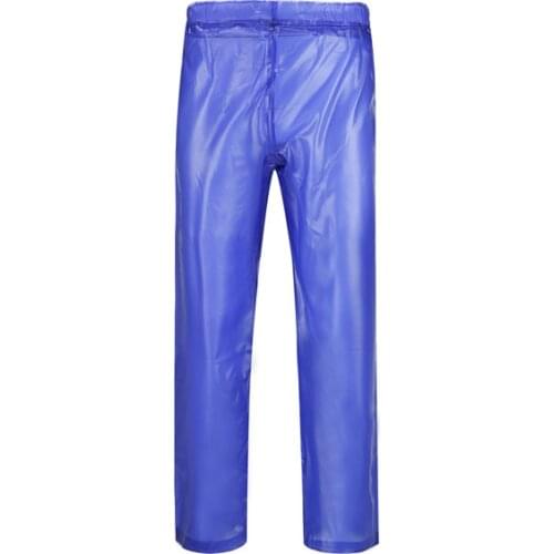 Clear Blue Man Transparent PVC Trousers Waterproof Pants Loosen Easy Drop Off