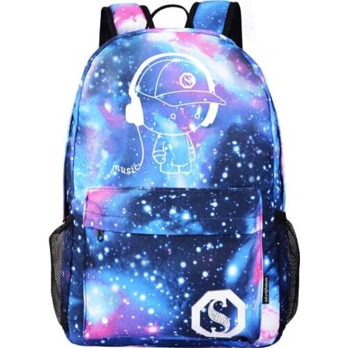 Luminous starry backpack male casual rucksack trend student college wind schoolbag female