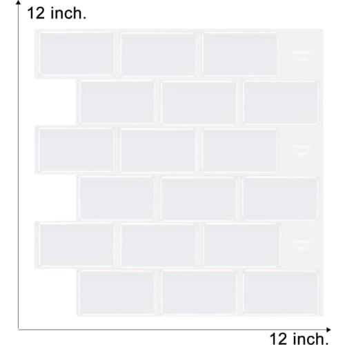 3D Peel and Stick Wall Sticker Self Adhesive Tile White Glass Subway Tile Backsplash Kitchen Tile Home Decor Mosaic Wall Tile
