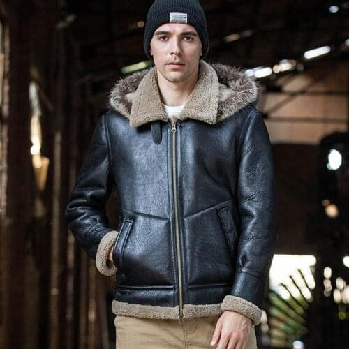 2020 New Racoon Hooded Detachable Natural Sheepskin Fur Coat Men Winter Warm Thicken Brown Black Real Fur Coats