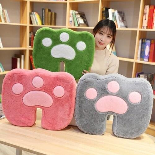 Cute Cat Claw Plush Cushion Office Seat Home Decor Fully Stuffed Colorful Simulated Paw Pillows Props Flannel Blanket Kids Gift