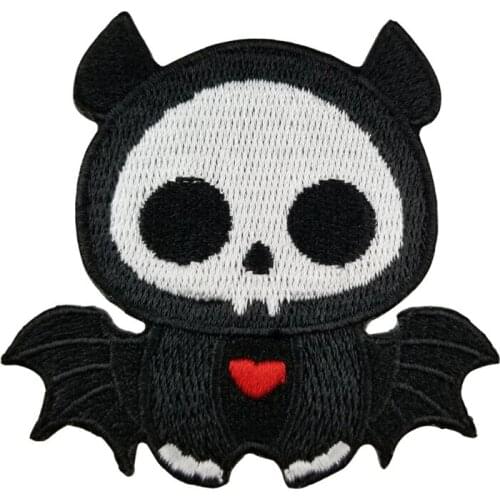 Cute Bat Skull Embroidery Patches Iron on for DIY Sewing Appliques Bags Caps Vests Clothing Accessories Motorcycle Badge Craft