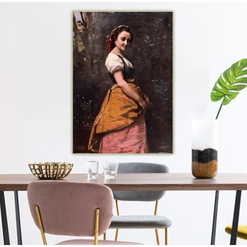 Citon Jean Baptiste Camille Corot《Young Woman in the Woods》Canvas Art Oil painting Picture Background Wall Decor Home Decoration