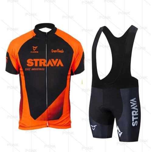 STRAVA Pro Team Cycling Clothing Bicycle Ropa Ciclismo Hombre Maillot Bicycle Clothes Summer Road Bike Bib Shorts Suit