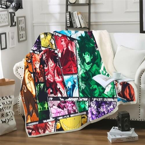 Thicken Blanket Anime My Hero Academia Printed Throw Blankets for Bed Plush Fluffy Teenager Home Decoration Beddings Adult Quilt