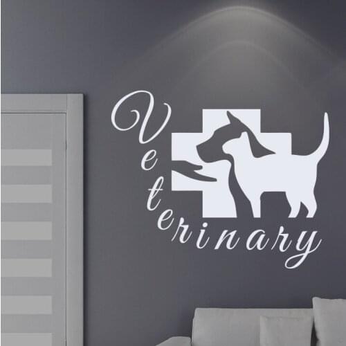 Pet Veterinary Services Sign Wall Stickers Grooming Salon Hospital Shop Decoration Pets Veterinary Clinic Vinyl Wall Decal AZ582