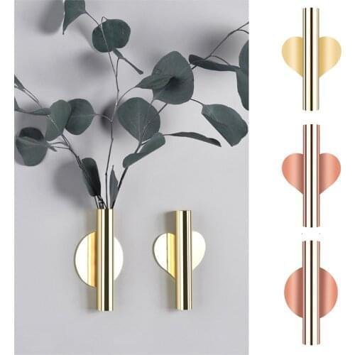 High Quality Wall Mounted Vase Golden Wall Flower Living Room Wall Decorations Wedding Party Punch-Free DIY Flower Home Decor