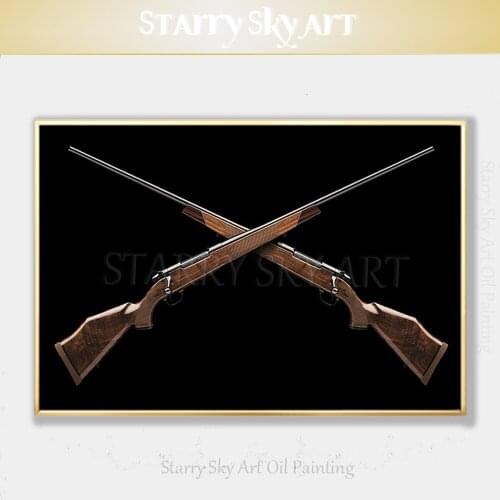 Top Artist Pure Hand-painted High Quality Shotgun Oil Painting on Canvas Luxury Wall Art Gun Oil Painting for Wall Decoration