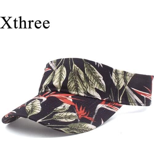 Xthree Summer Women Top Air Cap Cotton Printing Space Sun Visor Cap Outdoor Travel Sun Hat Ladies shade Hat Beach Cap