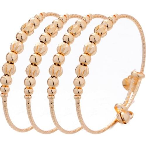 4PCS 24K African Arab Kids Baby/Girls Jewelry Gold Color Bangles For Kids Bangle & Bracelets Ethiopian Jewelry for Children