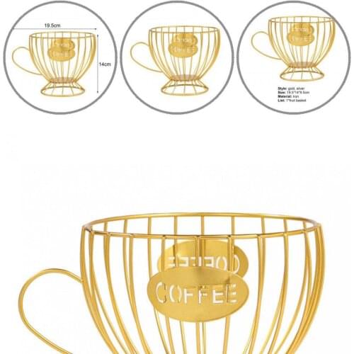 Iron Modern Iron Coffee Mug Storage Basket Durable Fruits Rack Wide Open for Bar