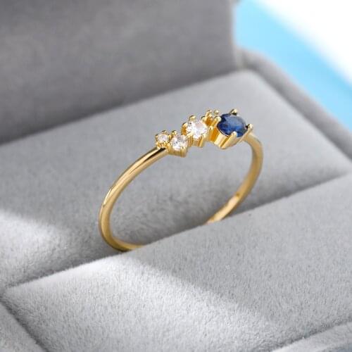 Blue Zircon Ring Stainless Steel Vintage Rings For Women Crystal 2021 Aesthetic Jewelry Romantic Wedding Band Gift bague femme